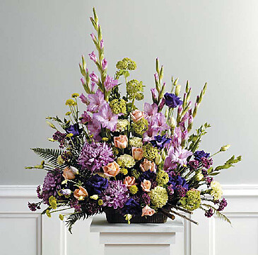 Purple, Peach and Green Traditional Arrangement Purple