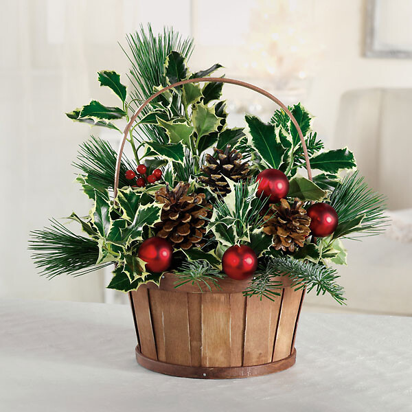 Evergreen Holly Basket